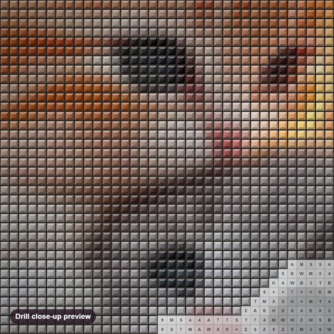 Close-up preview of the Furry Friends diamond painting with square 5D drills and printed canvas symbols