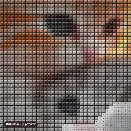 Close-up preview of the Furry Friends diamond painting with square 5D drills and printed canvas symbols