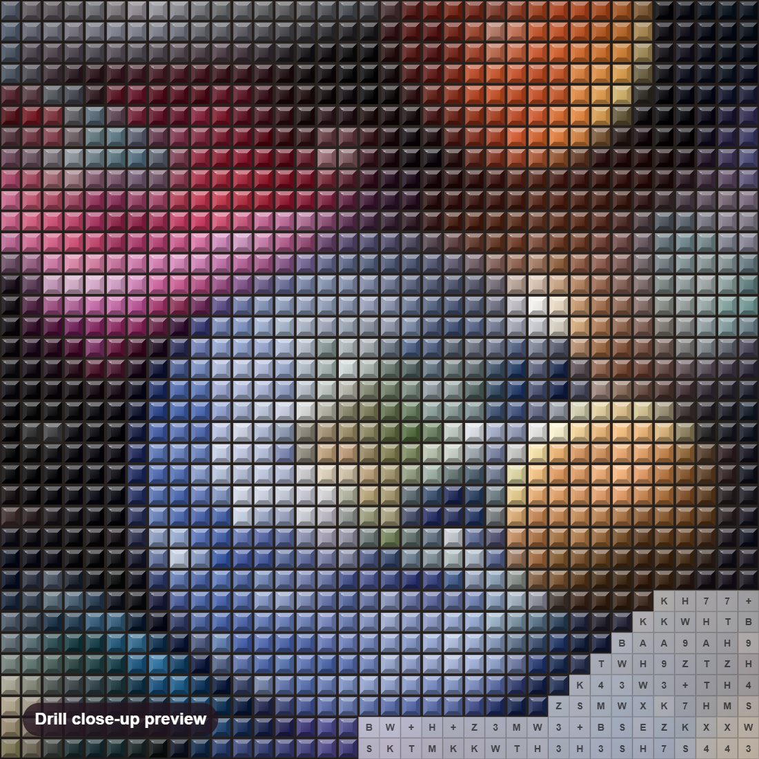 Close-up preview of the Galaxy & Planets diamond painting with square 5D drills and printed canvas symbols