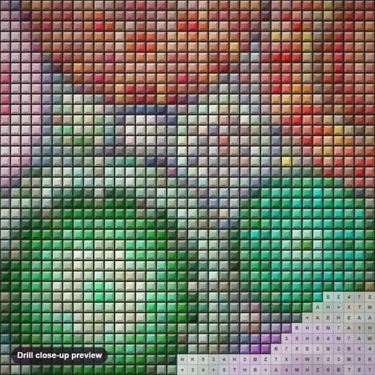 Close-up preview of the Galonz Faberge diamond painting with square 5D drills and printed canvas symbols