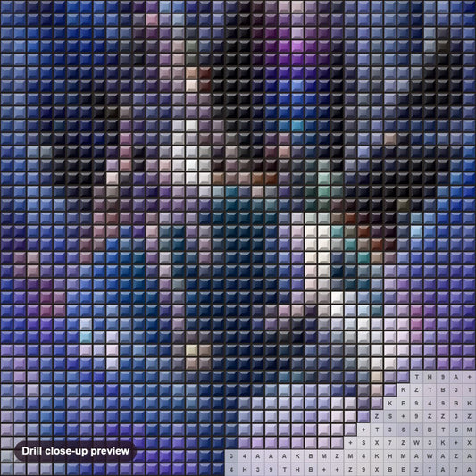 Close-up preview of the Gemini Zodiac diamond painting with square 5D drills and printed canvas symbols