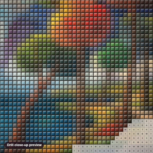Close-up preview of the Geometrical Abstract diamond painting with square 5D drills and printed canvas symbols