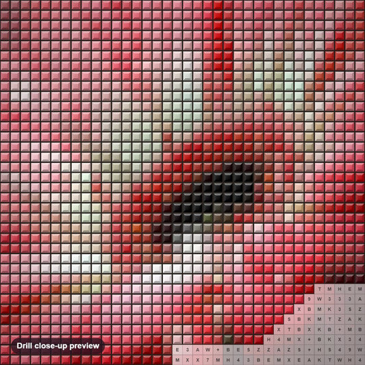 Close-up preview of the Gerber Flower diamond painting with square 5D drills and printed canvas symbols