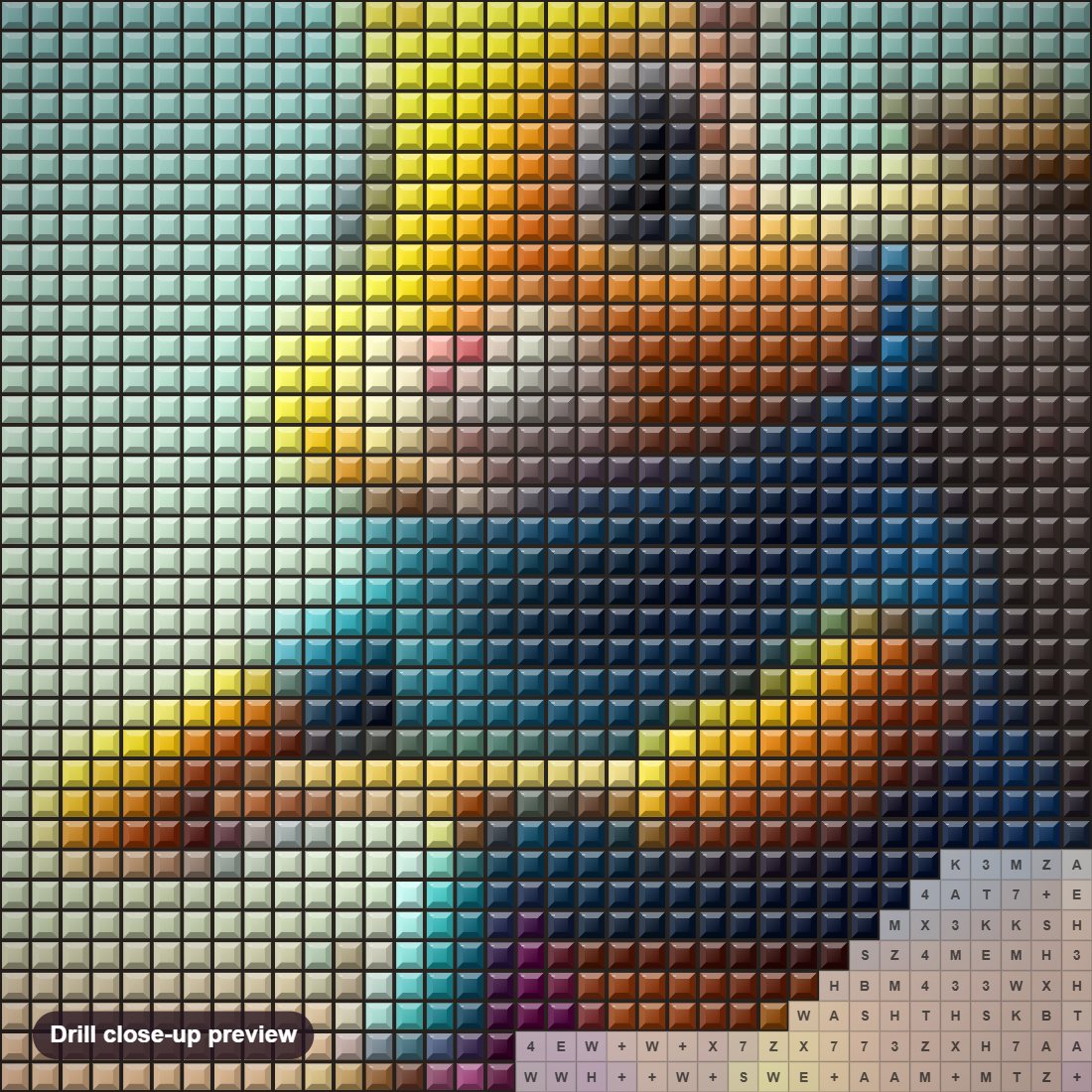 Close-up preview of the Get Ready for Easter diamond painting with square 5D drills and printed canvas symbols