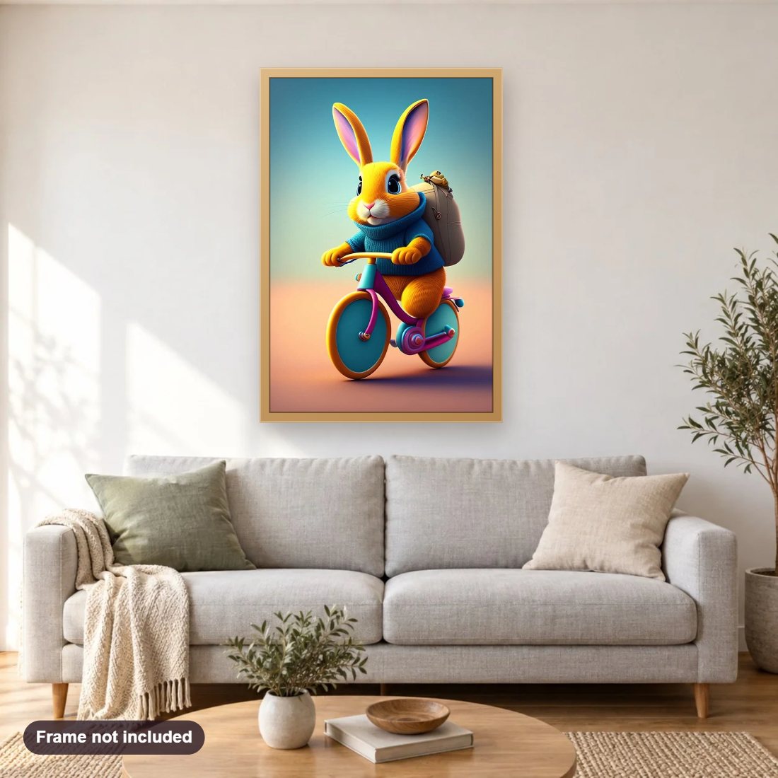 Get Ready for Easter diamond painting shown framed on a living room wall above a sofa