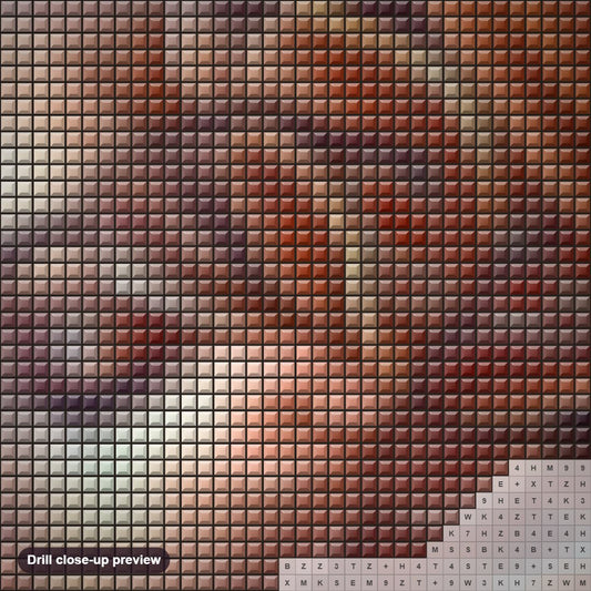 Close-up preview of the Girl Art by Jennifer Healy diamond painting with square 5D drills and printed canvas symbols