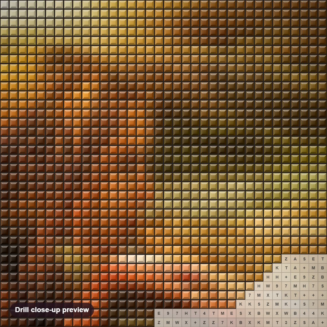 Close-up preview of the Girl Kissing the Dolphin diamond painting with square 5D drills and printed canvas symbols