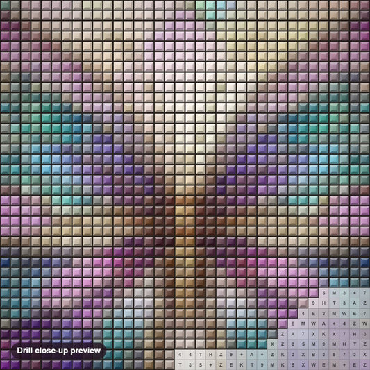 Close-up preview of the Glamorous Butterfly diamond painting with square 5D drills and printed canvas symbols