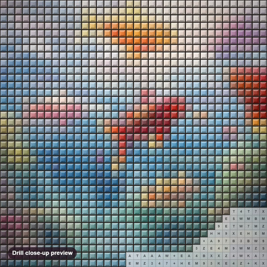 Close-up preview of the Gold Fish Swimming A diamond painting with square 5D drills and printed canvas symbols