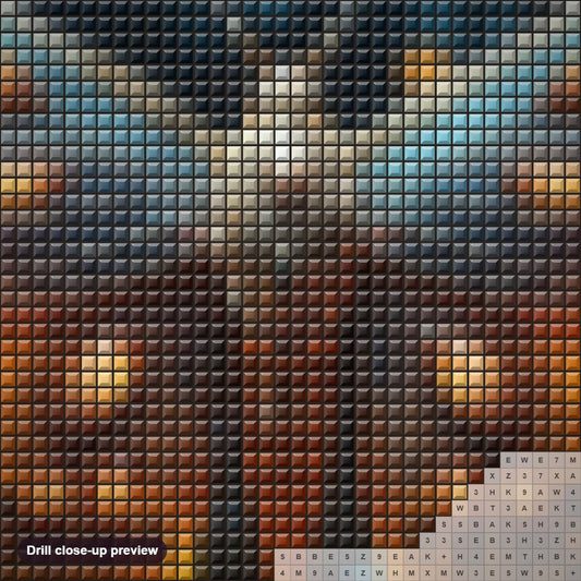 Close-up preview of the Gold Splendor of Butterfly diamond painting with square 5D drills and printed canvas symbols