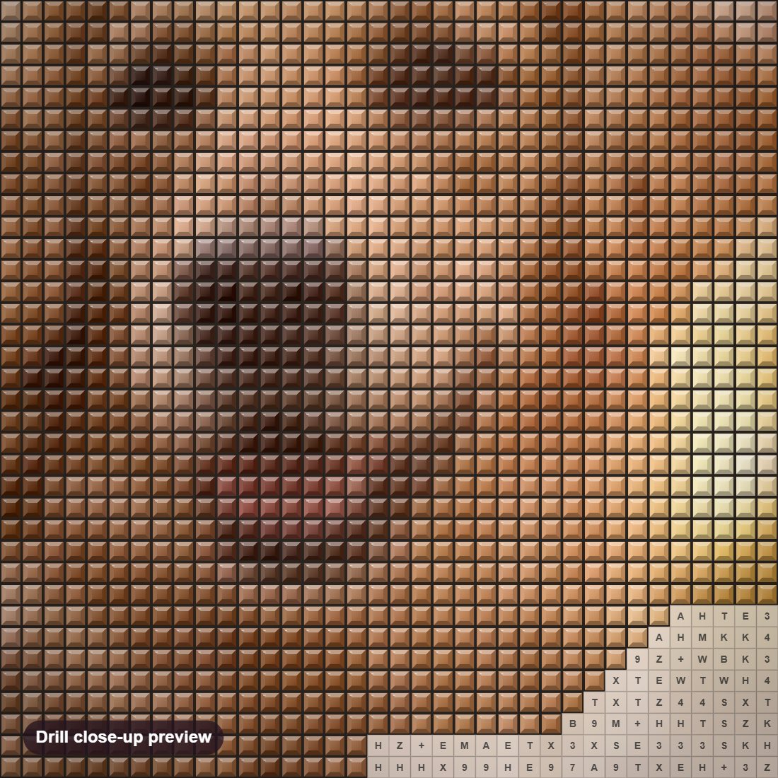 Close-up preview of the Golden Retriever Close Up diamond painting with square 5D drills and printed canvas symbols