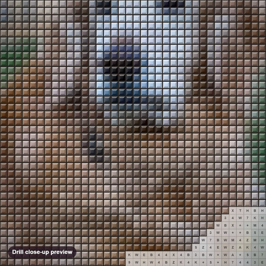 Close-up preview of the Golden Retriever Dog diamond painting with square 5D drills and printed canvas symbols