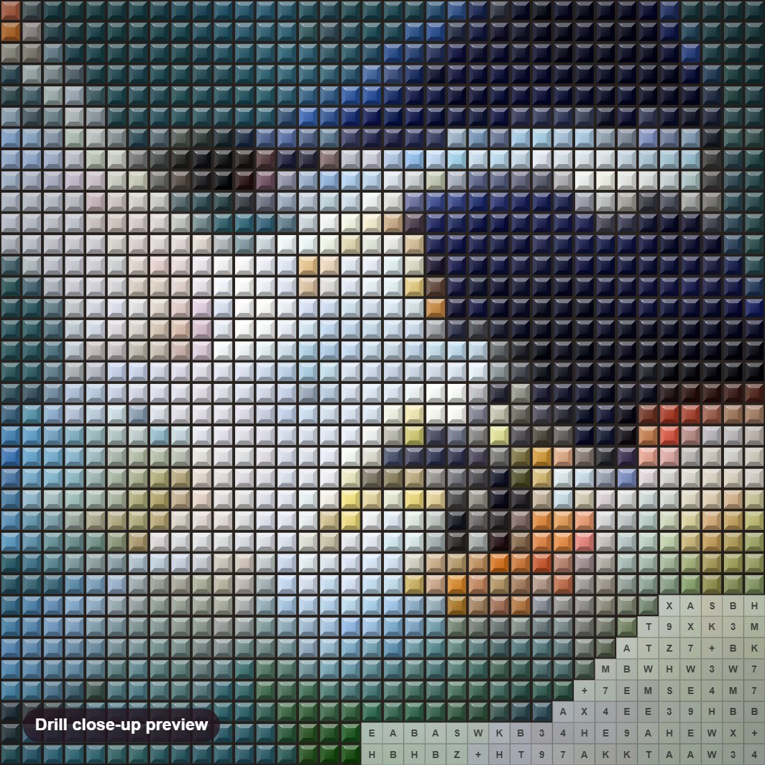 Close-up preview of the Goldfish Specie diamond painting with square 5D drills and printed canvas symbols