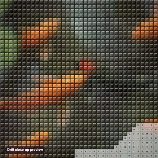 Close-up preview of the Good As Gold diamond painting with square 5D drills and printed canvas symbols