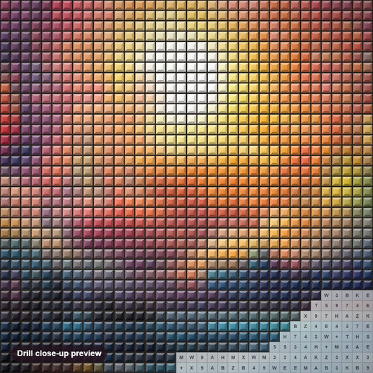 Close-up preview of the Good Morning diamond painting with square 5D drills and printed canvas symbols