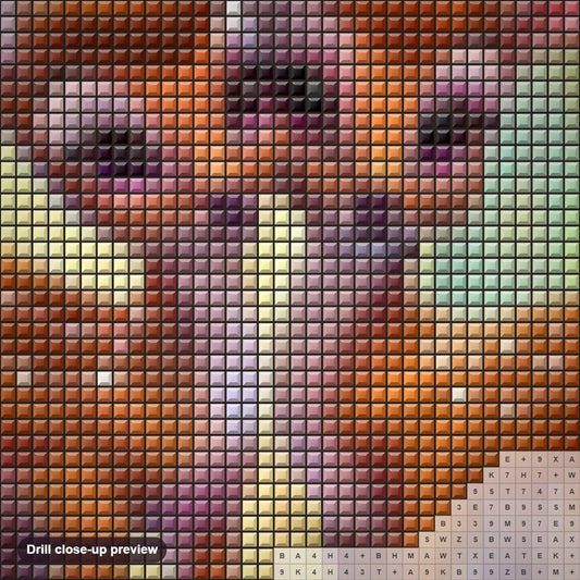 Close-up preview of the Gorgeous Bambies diamond painting with square 5D drills and printed canvas symbols