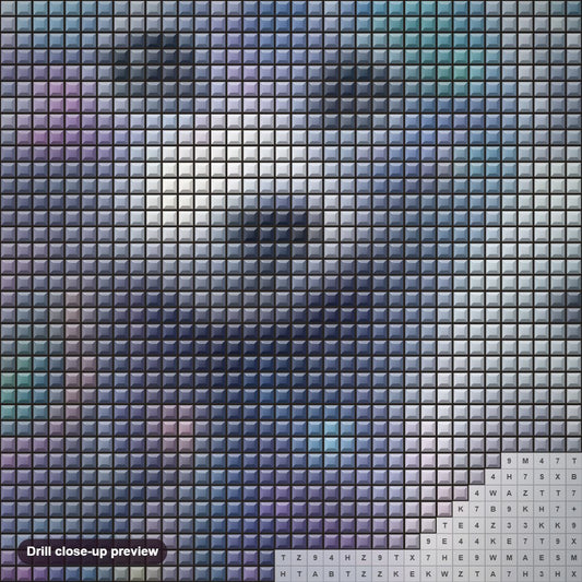 Close-up preview of the Gorgeous colors diamond painting with square 5D drills and printed canvas symbols