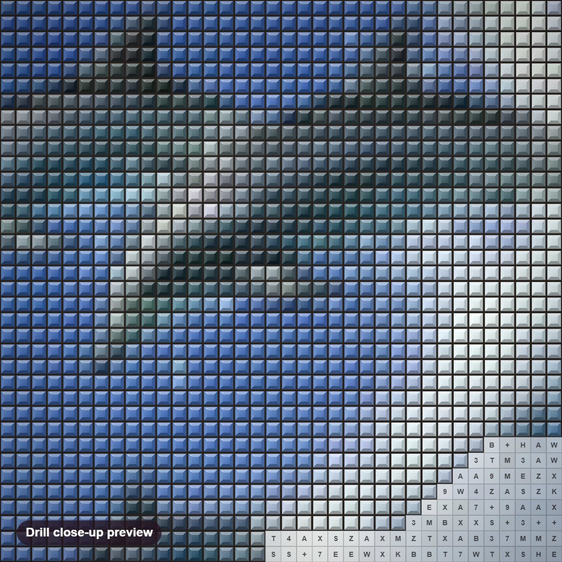 Close-up preview of the Gorgeous Dolphins diamond painting with square 5D drills and printed canvas symbols