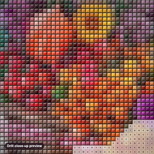 Close-up preview of the Gorgeous Thanksgiving Basket diamond painting with square 5D drills and printed canvas symbols