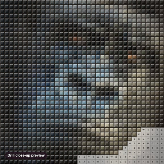 Close-up preview of the Gorilla diamond painting with square 5D drills and printed canvas symbols