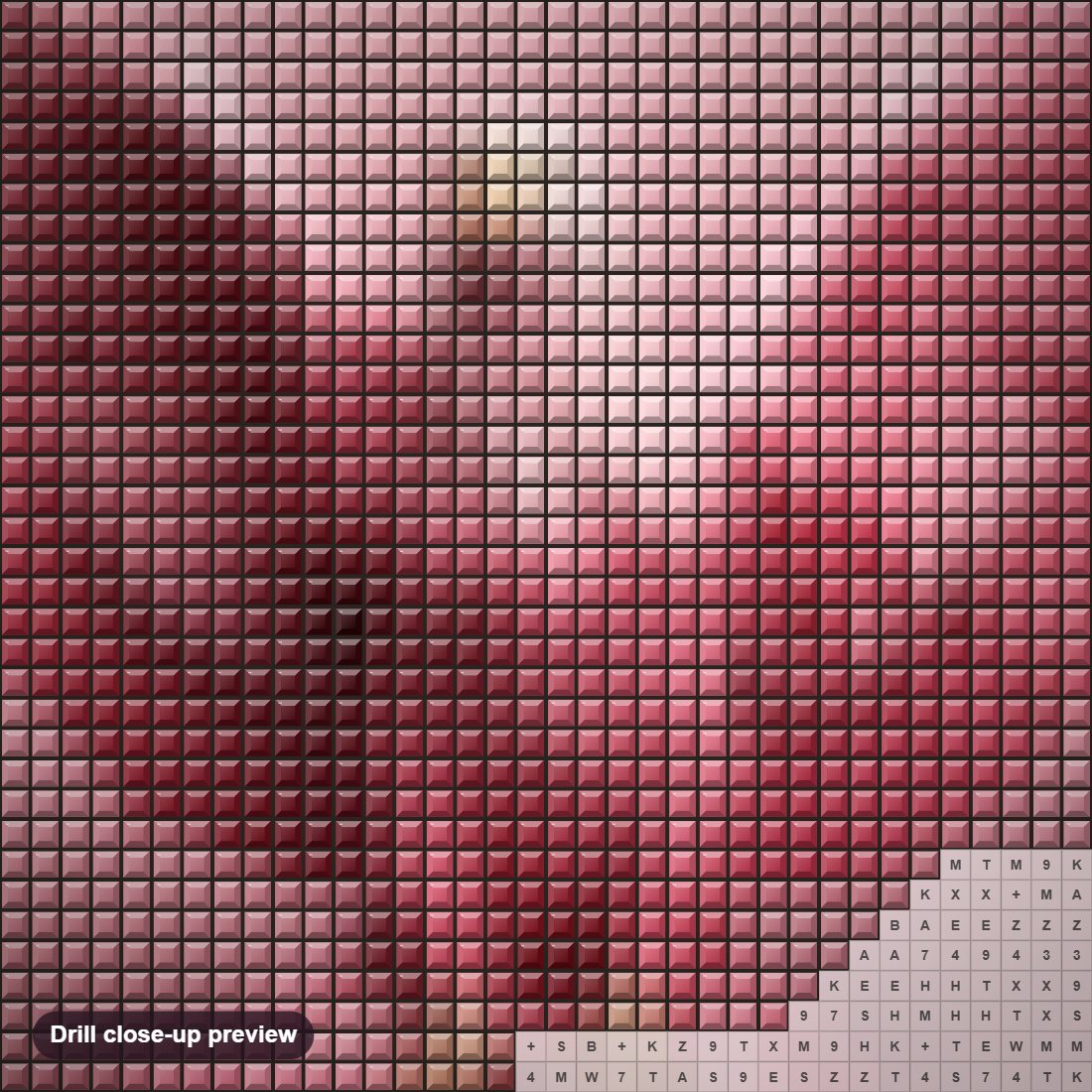 Close-up preview of the Grace of the Pink Eagle diamond painting with square 5D drills and printed canvas symbols