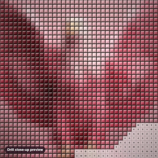 Close-up preview of the Grace of the Pink Eagle diamond painting with square 5D drills and printed canvas symbols