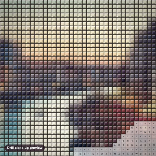 Close-up preview of the Grand Canal diamond painting with square 5D drills and printed canvas symbols