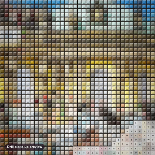 Close-up preview of the Great Masked Ball diamond painting with square 5D drills and printed canvas symbols