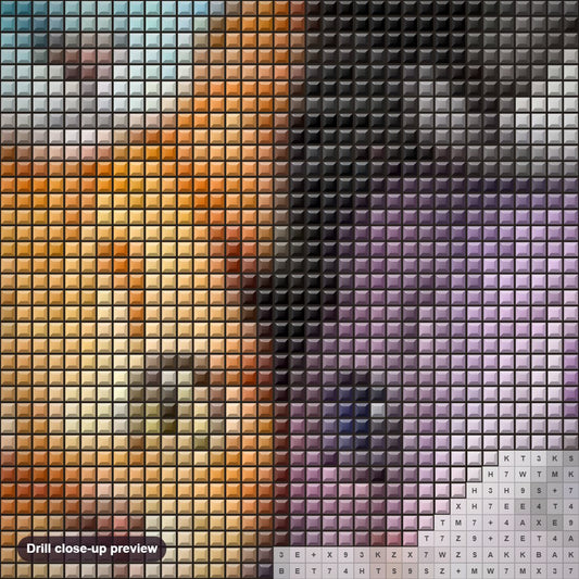 Close-up preview of the Group of Adorable Kittens diamond painting with square 5D drills and printed canvas symbols