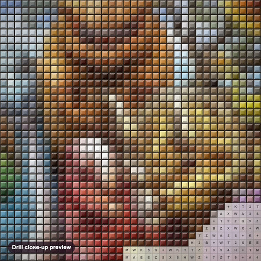Close-up preview of the Group Of Dinosaurs diamond painting with square 5D drills and printed canvas symbols