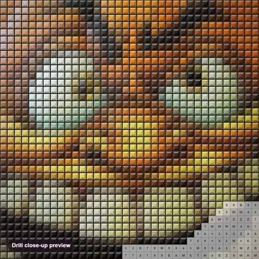 Close-up preview of the Halloween Pumpkin with Creepy Face diamond painting with square 5D drills and printed canvas symbols