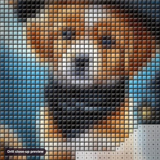 Close-up preview of the Halloween Puppy diamond painting with square 5D drills and printed canvas symbols
