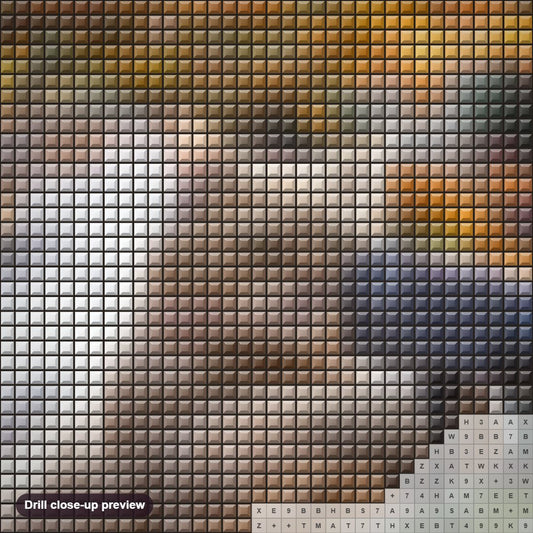 Close-up preview of the Hands up diamond painting with square 5D drills and printed canvas symbols