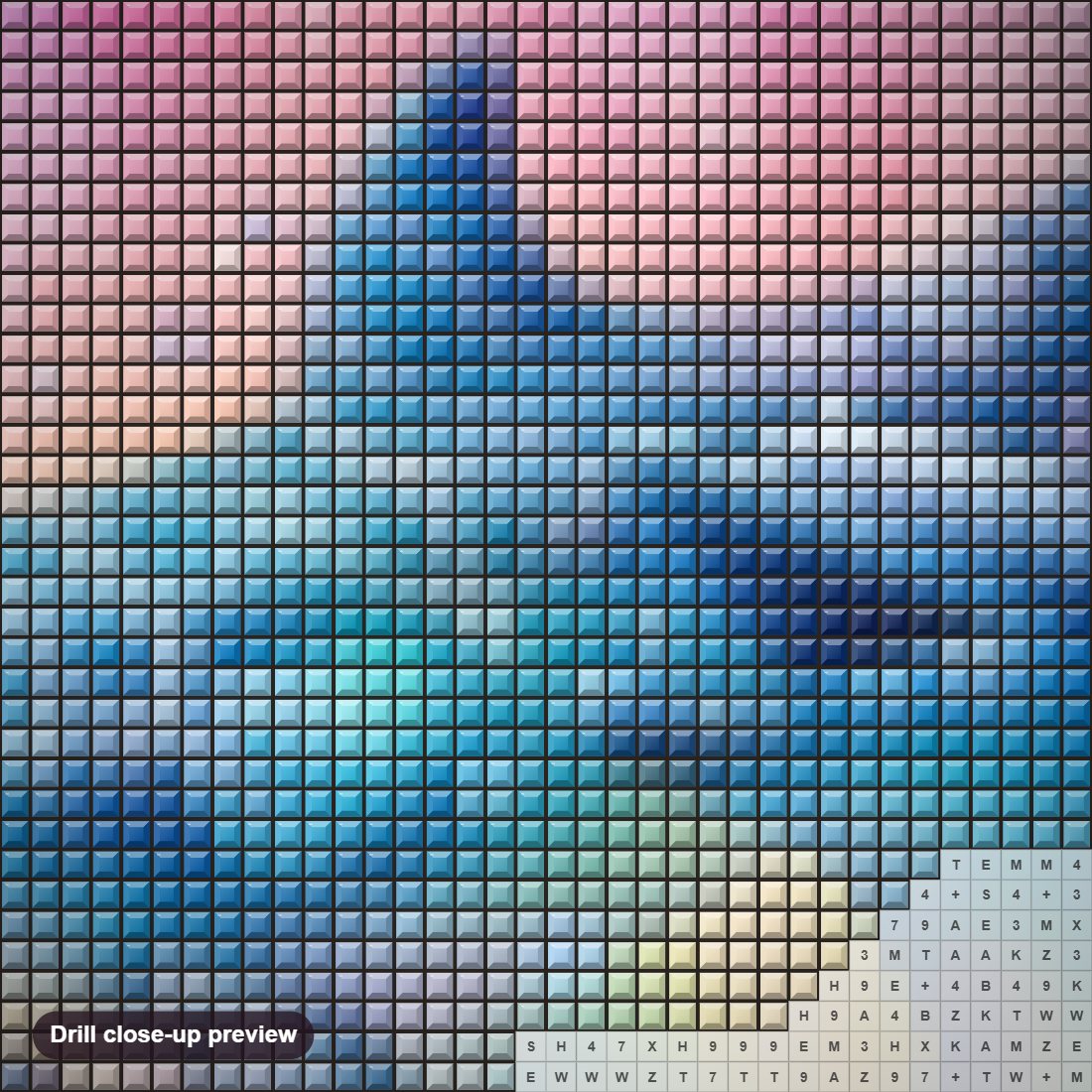 Close-up preview of the Happy Dolphins Pair diamond painting with square 5D drills and printed canvas symbols
