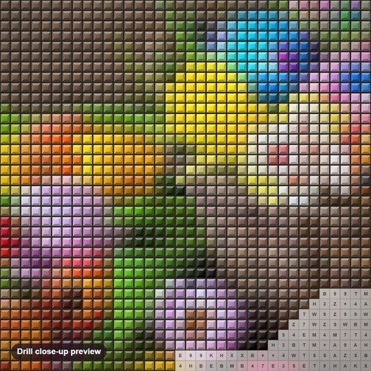 Close-up preview of the Happy Easter diamond painting with square 5D drills and printed canvas symbols