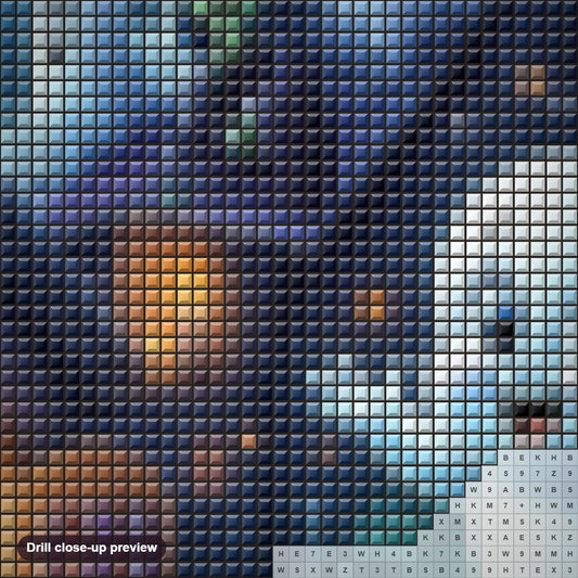 Close-up preview of the Happy Halloween diamond painting with square 5D drills and printed canvas symbols