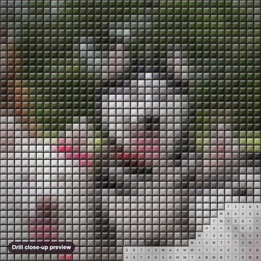 Close-up preview of the Happy Huskies with Tongues Out diamond painting with square 5D drills and printed canvas symbols