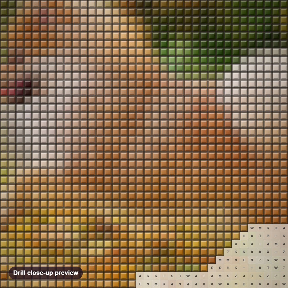Close-up preview of the Happy Pomeranian diamond painting with square 5D drills and printed canvas symbols