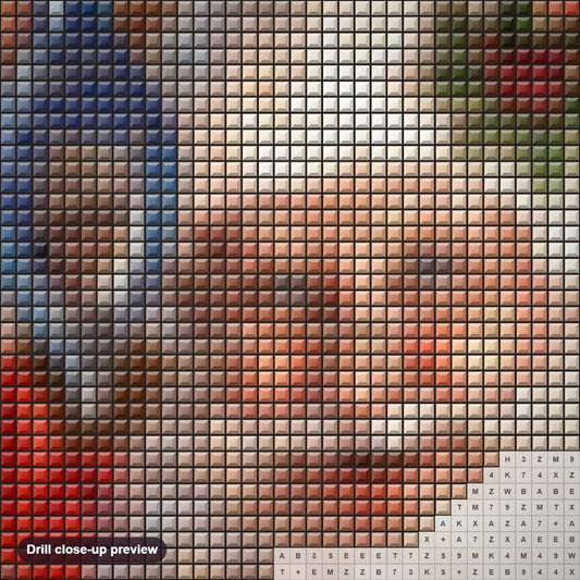 Close-up preview of the Happy Santa Claus diamond painting with square 5D drills and printed canvas symbols
