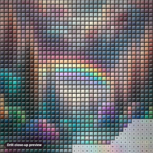 Close-up preview of the Harmonies of the River of Colors diamond painting with square 5D drills and printed canvas symbols