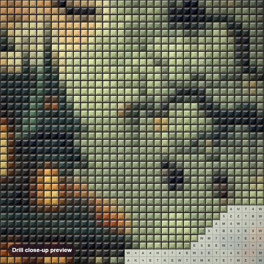 Close-up preview of the Haunted Halloween Mansion diamond painting with square 5D drills and printed canvas symbols