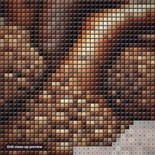 Close-up preview of the Heart with Coffee Beans diamond painting with square 5D drills and printed canvas symbols