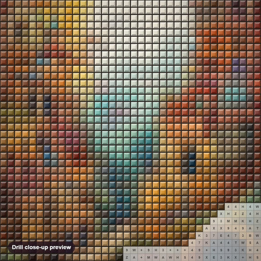 Close-up preview of the Heaven on the Earth diamond painting with square 5D drills and printed canvas symbols