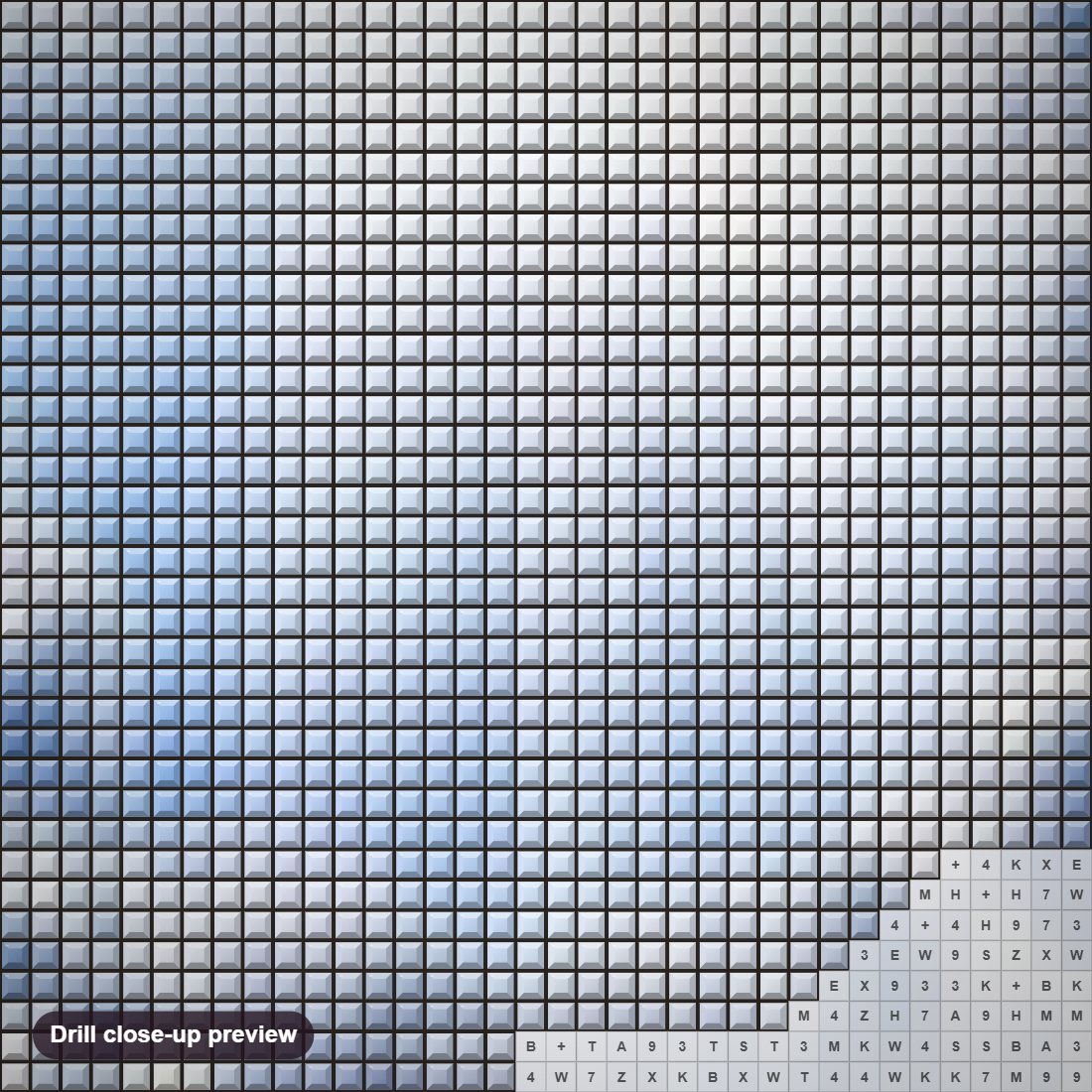 Close-up preview of the Heaven's Gate diamond painting with square 5D drills and printed canvas symbols