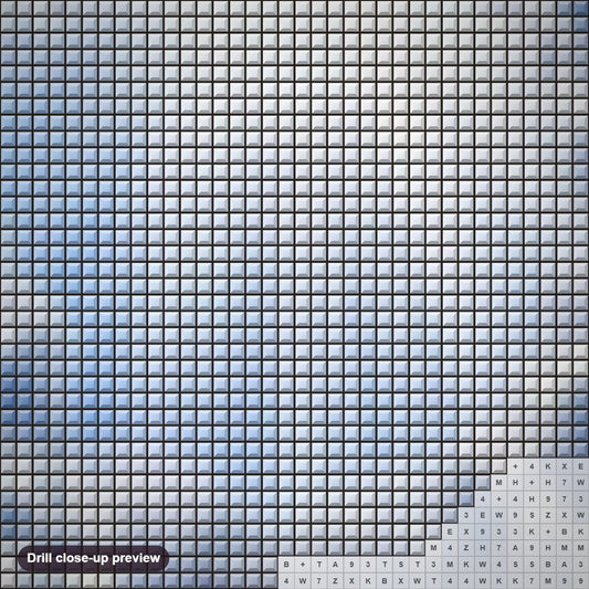 Close-up preview of the Heaven's Gate diamond painting with square 5D drills and printed canvas symbols