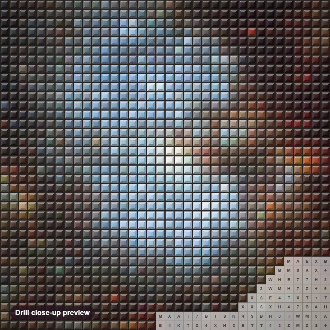 Close-up preview of the Hidden Galaxy diamond painting with square 5D drills and printed canvas symbols
