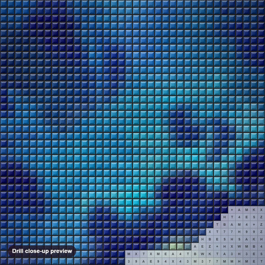 Close-up preview of the High Sky Buildings diamond painting with square 5D drills and printed canvas symbols