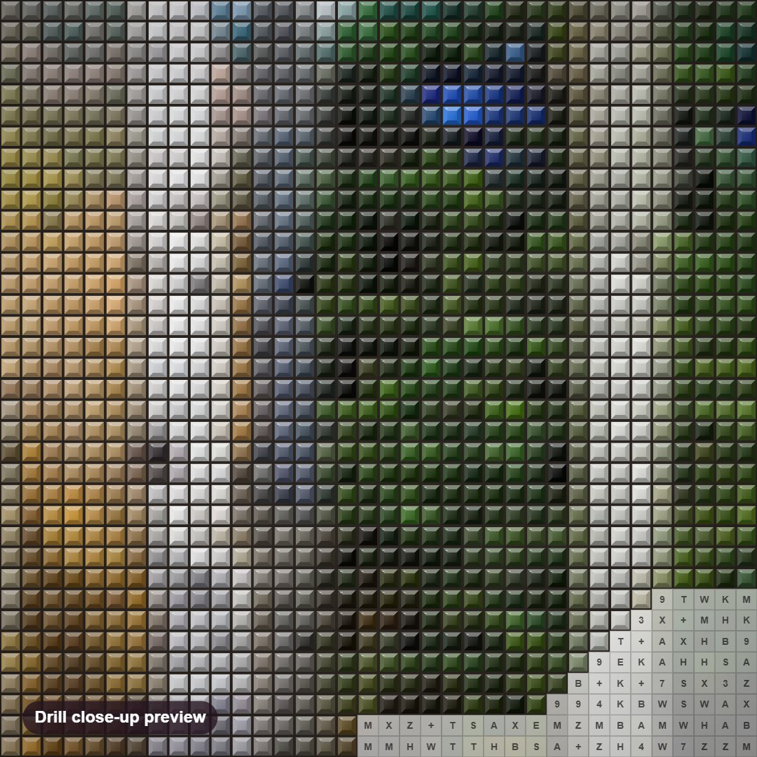 Close-up preview of the Hillside Aspen Grove diamond painting with square 5D drills and printed canvas symbols