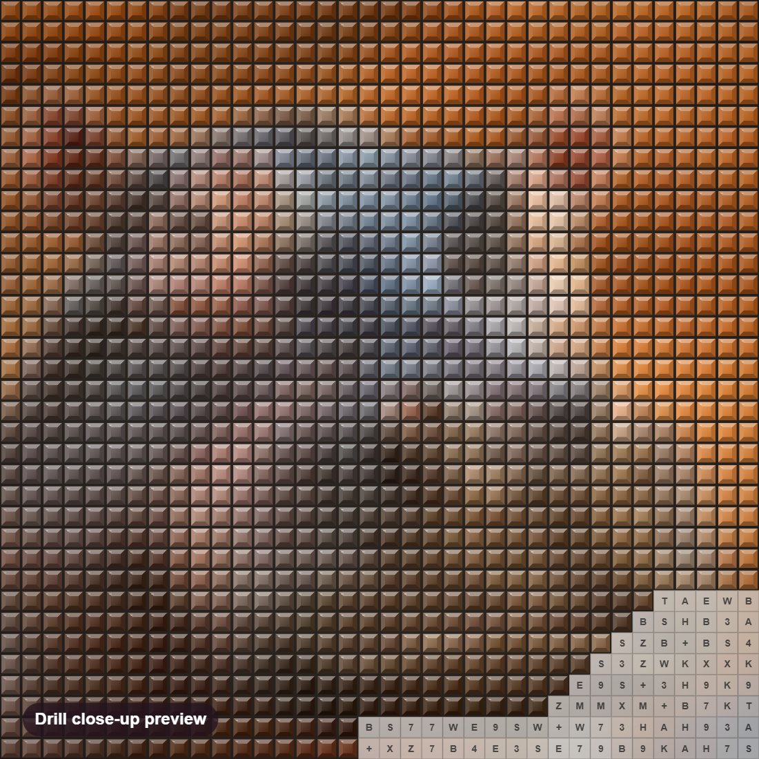 Close-up preview of the Hippo in Water diamond painting with square 5D drills and printed canvas symbols
