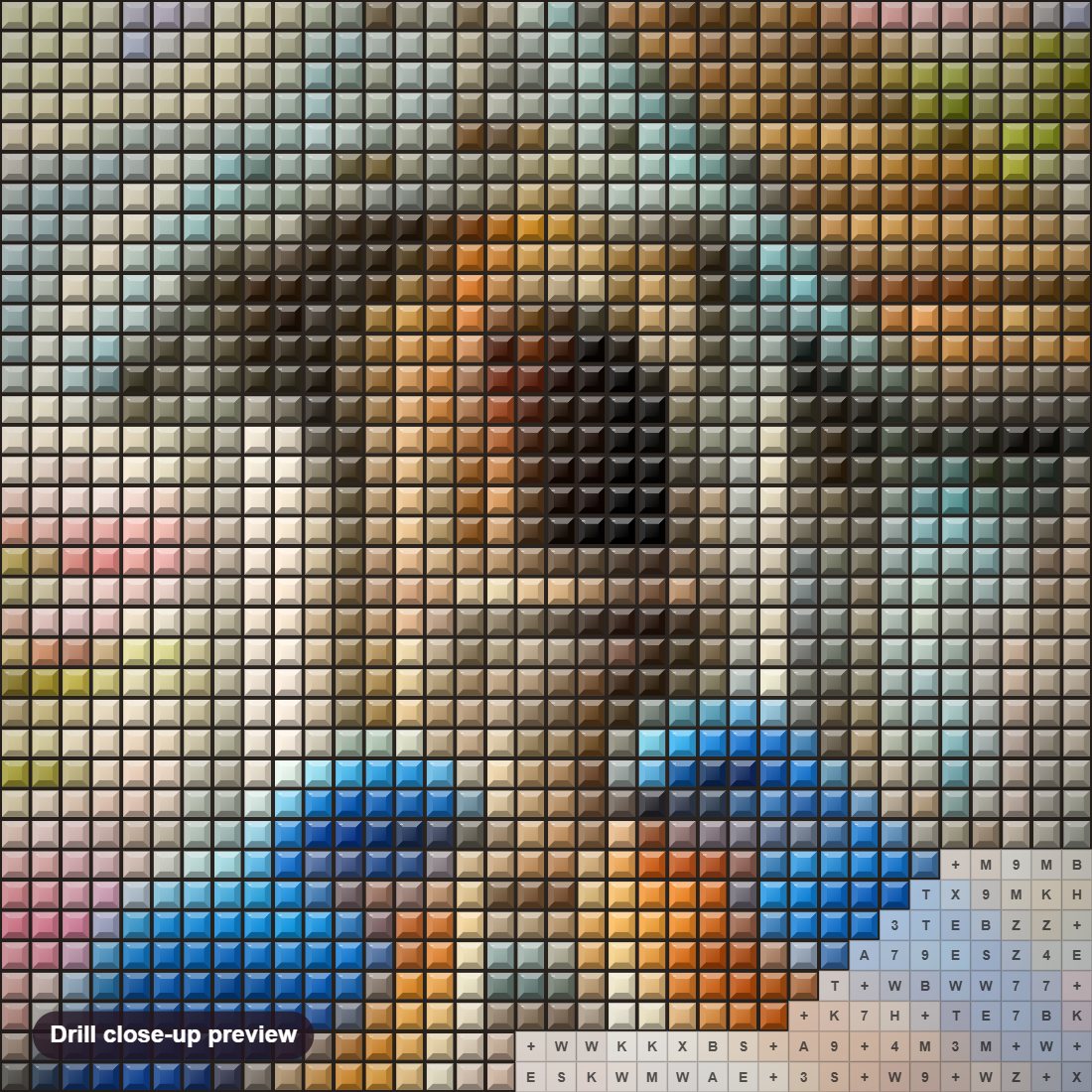 Close-up preview of the Home Sweet Home diamond painting with square 5D drills and printed canvas symbols
